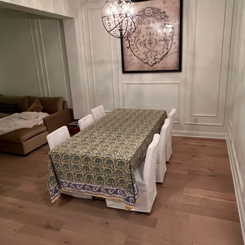 Vintage very rare Williams Sonoma block print and paisley Tablecloth 70x126 - Picture 2 of 2